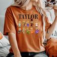 Girl Retro Taylor First Name Personalized Groovy Bday Women's Oversized Comfort T-shirt Yam
