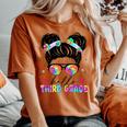 Hello Third Grade Messy Bun Tie Dye Back To School Women's Oversized Comfort T-shirt Yam