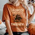 La Chasse Thérapie Chasseur Haut Homme Orange Humour T-shirt oversize confortable pour femme Yam