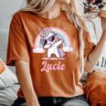 Lucie Cadeau Prénom Personnalisé Fille Licorne T-shirt oversize confortable pour femme Yam