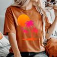 Pink Flamingo Summer Vibes Palm Trees Tropical Summer Women's Oversized Comfort T-shirt Yam