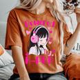Ragazza Anime Con Cuffie Rosa Fan Del K-Pop Korean Pop T-shirt comoda oversize da donna Yam
