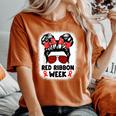 Red Ribbon Week Messy Bun Red Ribbon Week Awareness Women's Oversized Comfort T-shirt Yam
