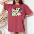 Fourth Grade Groovy Happy First Day Of School Bright Dots Women's Oversized Comfort T-shirt Chalky Mint