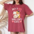 Just A Girl Who Loves Cats Cute Cat Lover Women's Oversized Comfort T-shirt Chalky Mint