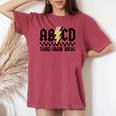 3Rd Grade Rock And Roll Letters Abcd Alphabet Back To School Women's Oversized Comfort T-shirt Crimson