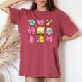Back To School Coquette Pink Bow Teacher Girls Women's Oversized Comfort T-shirt Crimson