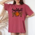 Basketball Mom Leopard Print Cute Basketball Mom T-shirt comoda oversize da donna Crimson