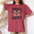 Coquette Bow American Football Sister Game Day Thanksgiving Women's Oversized Comfort T-shirt Crimson