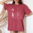 Desierto Y Cactus Desierto Luna Estrellas Caminante Naturaleza Retro Lindo Manga Larga Camiseta extragrande cómoda para mujer Crimson