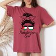 Donna Disordinato Capelli Occhiali Da Sole Palestinese Ragazza Bandiera Palestina Con Collo A T-shirt comoda oversize da donna Crimson
