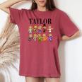 Girl Retro Taylor First Name Personalized Groovy Bday Women's Oversized Comfort T-shirt Crimson