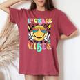 Girls 1St Grade Vibes Smile Face Back To School First Grade Women's Oversized Comfort T-shirt Crimson