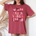 Girls Pre-K Vibes Coquette Bow Back To School Teacher Prek Women's Oversized Comfort T-shirt Crimson