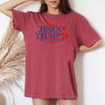God Jesus Trump 2024 In God We Trust Christian Conservative Women's Oversized Comfort T-shirt Crimson