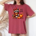 Hello Fall Vibes Raccoon Autumn Pumpkin Halloween Girl Women Women's Oversized Comfort T-shirt Crimson