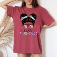 Hello Third Grade Messy Bun Tie Dye Back To School Women's Oversized Comfort T-shirt Crimson