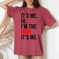 It's Me Hi I'm The Mom It's Me Retro Kid Women's Oversized Comfort T-shirt Crimson