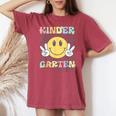 Kindergarten Teacher Team Hippie Smile Face Back To School Women's Oversized Comfort T-shirt Crimson
