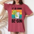 Let The Evening Be-Gin Alcool Beer Partying Bar Drink T-shirt comoda oversize da donna Crimson