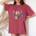 Pace Segno Fiore Anni '60 E '70 Farfalla Pace Maglia Con Maniche Raglan T-shirt comoda oversize da donna Crimson