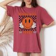 Race Day Vibes Checkered Flag Car Racing Mom Dad Race Car Women's Oversized Comfort T-shirt Crimson