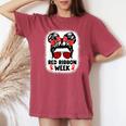 Red Ribbon Week Messy Bun Red Ribbon Week Awareness Women's Oversized Comfort T-shirt Crimson