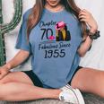 Capitolo 70 Favoloso Dal 1955 Ragazza Nera Afro 69° Compleanno T-shirt comoda oversize da donna Blue Jean