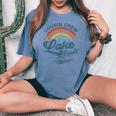 Cousin Crew Lake Squad Groovy Rainbow Vacation Lake Trip Women's Oversized Comfort T-shirt Blue Jean