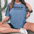 Donna Childless Cat Lady I Regret Nothing Childless Cat Lady Con Collo A T-shirt comoda oversize da donna Blue Jean