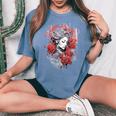 Donne Astratto Disegno Grafico Illustrazione Rose Donne T-shirt comoda oversize da donna Blue Jean