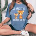 Enfant Jeais Être Grande Soeur Filles Drôle Girafe T-shirt oversize confortable pour femme Blue Jean
