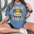 Girls 1St Grade Vibes Smile Face Back To School First Grade Women's Oversized Comfort T-shirt Blue Jean