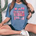 Girls 2Nd Grade Vibes Coquette Bow Back To School Teacher Women's Oversized Comfort T-shirt Blue Jean