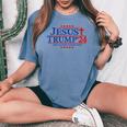 God Jesus Trump 2024 In God We Trust Christian Conservative Women's Oversized Comfort T-shirt Blue Jean