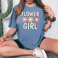 Groovy Flower Girl Proposal Wedding Bridesmaid Bridal Shower Women's Oversized Comfort T-shirt Blue Jean