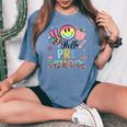 Hello Pre-School Boy Girl Teacher Back To School Pre School Women's Oversized Comfort T-shirt Blue Jean