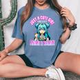 Just A Cute Girl Who Loves Anime And Ramen For Girls Women's Oversized Comfort T-shirt Blue Jean