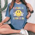 Kindergarten Teacher Team Hippie Smile Face Back To School Women's Oversized Comfort T-shirt Blue Jean