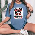 Red Ribbon Week Messy Bun Red Ribbon Week Awareness Women's Oversized Comfort T-shirt Blue Jean