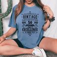 Retro 50° Compleanno Regali Per Le Donne Età 50 Anni Mamma 1972 T-shirt comoda oversize da donna Blue Jean
