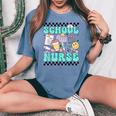 Retro School Nurse Back To School Elementary Nurse Life Women's Oversized Comfort T-shirt Blue Jean