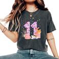 11 ° Compleanno Ragazza Carino Gattoestito 11 Anni Bday Party T-shirt comoda oversize da donna Pepper