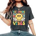 1St Grade Vibes Smile Face Back To School Girls First Grade Women's Oversized Comfort T-Shirt Pepper