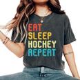 Divertente Giocatore Di Hockey Sarcastico Retrò Ripetere Hockey Sonno T-shirt comoda oversize da donna Pepper