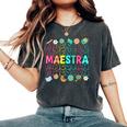 Groovy Maestra Spanish Teacher Welcome Back To School Women's Oversized Comfort T-Shirt Pepper