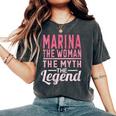 Marina The Woman The Myth The Legend Nome Marina Con Collo A T-shirt comoda oversize da donna Pepper