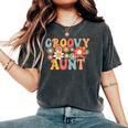 Retro Groovy Aunt 1St Birthday Auntie Matching Family Hippie Women's Oversized Comfort T-Shirt Pepper