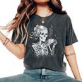 Skeleton Messy Bun Coffee Halloween Coffee Lover Mom Women's Oversized Comfort T-Shirt Pepper