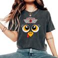 Thanksgiving Scrub Tops Turkey Face Nurse Holiday Women's Oversized Comfort T-Shirt Pepper